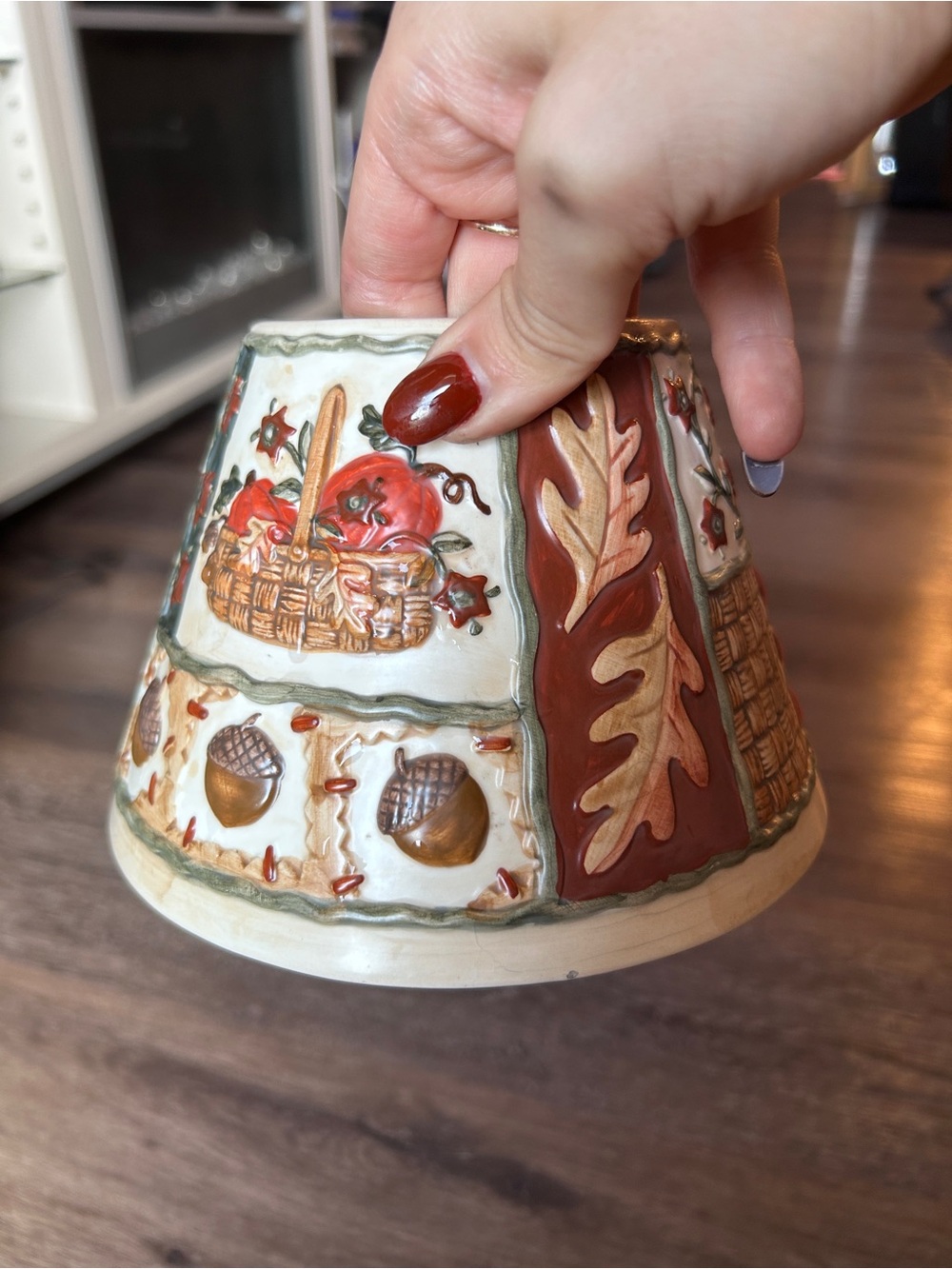 Yankee Candle Fall Harvest Patchwork Ceramic Jar Shade Pumpkin Acorn Retired